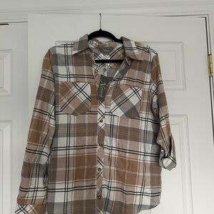 Natural Reflections Brown Plaid Button-Up Shirt